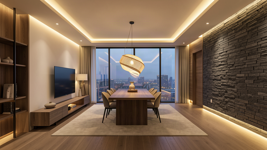 Iluminación arquitectónica en una residencia